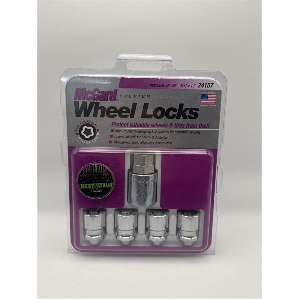 McGard 24157 Chrome Cone Seat Wheel Locks (M12 x 1.5 Thread Size) - Set of 4